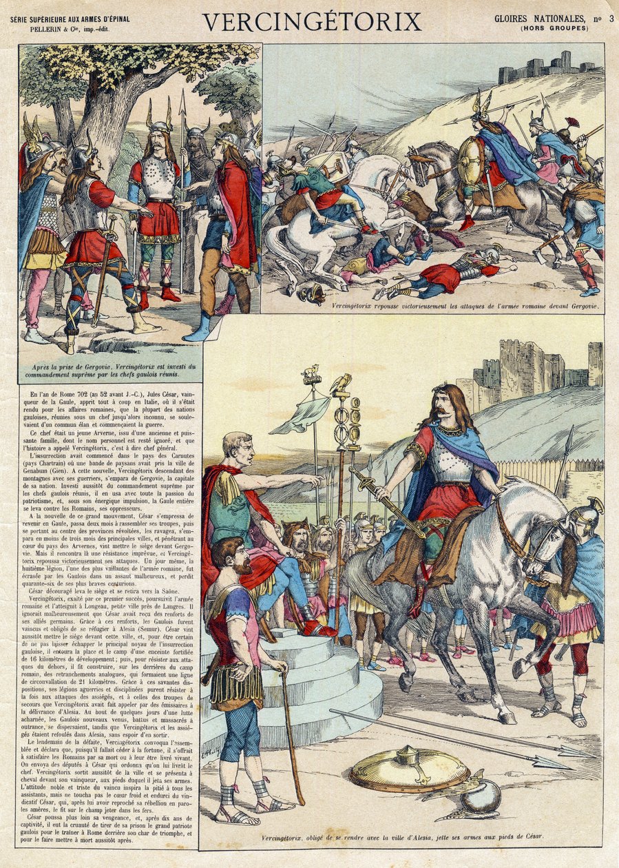 Représentation de Vercingétorix (ca. 80-ca. 46 av. J.-C.) guerrier et chef gaulois de la tribu des Arvernes choisi par son peuple pour mener la guerre contre les Romains - French School