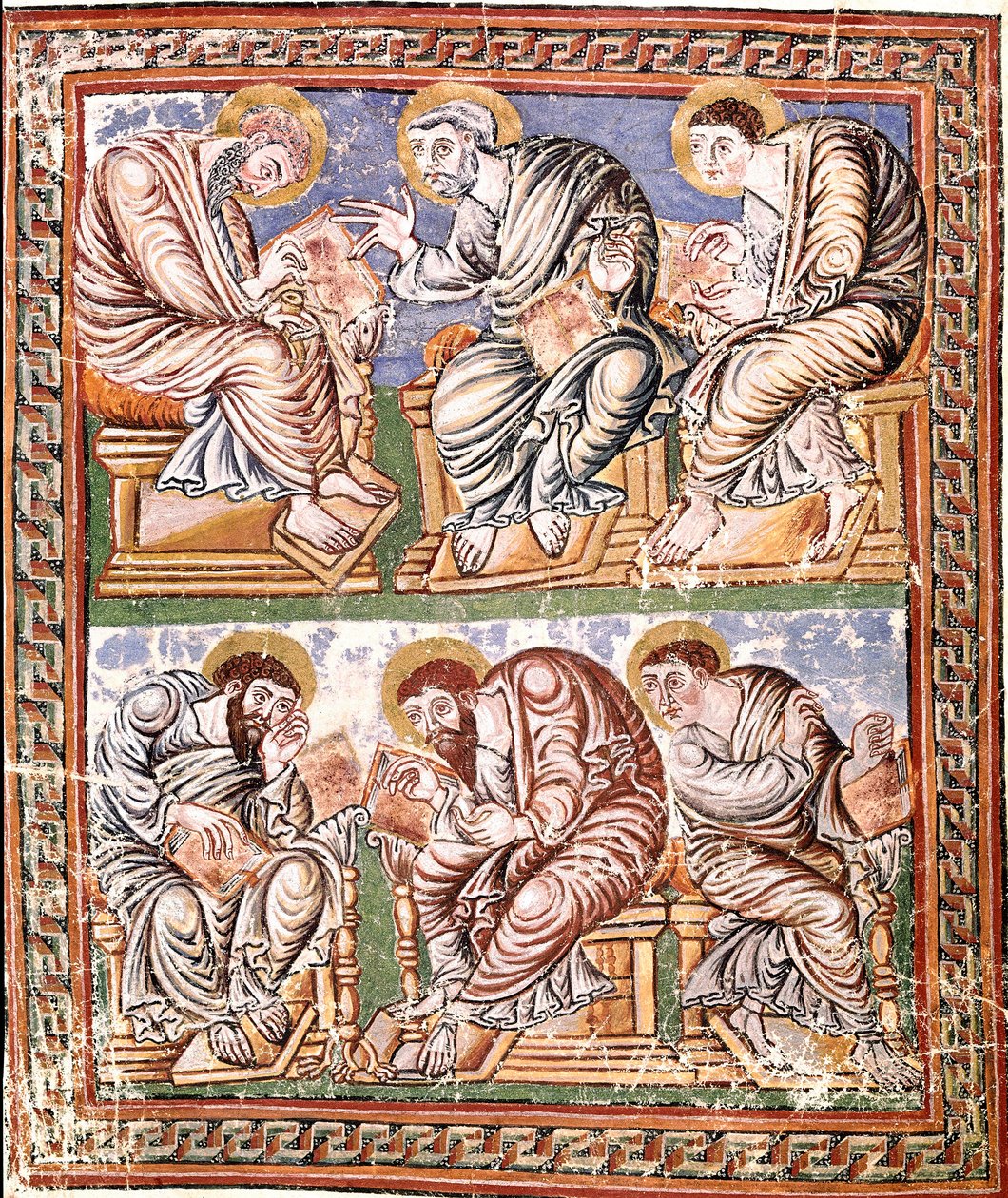 Représentation de six apôtres, miniature carolingienne de l