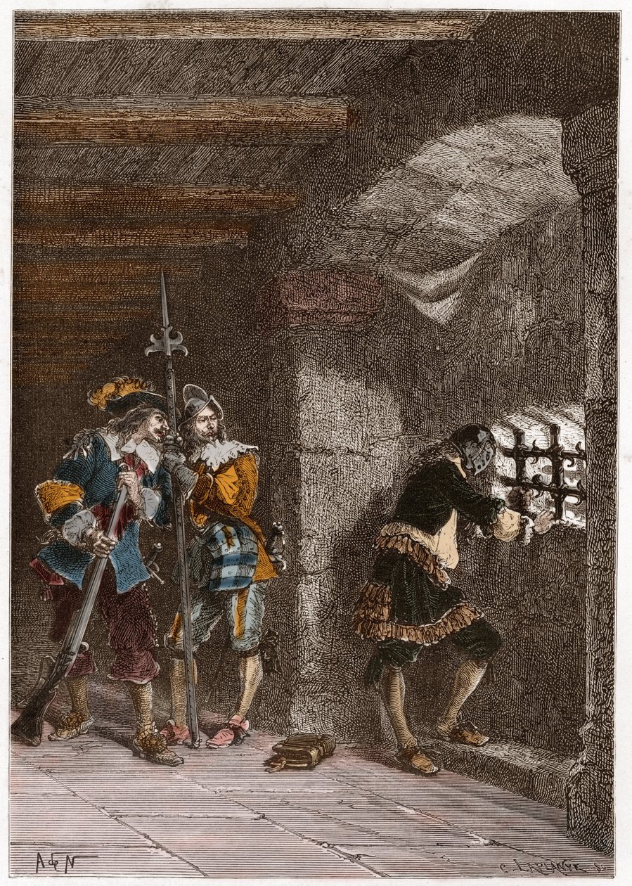 Représentation du Masque de fer (mort en 1703) emprisonné sur l