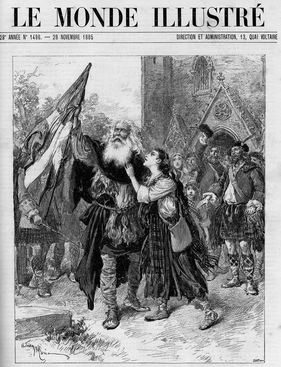 Représentation du drame en cinq actes "Les Jacobites" de François Coppée (1842-1908) au théâtre de l