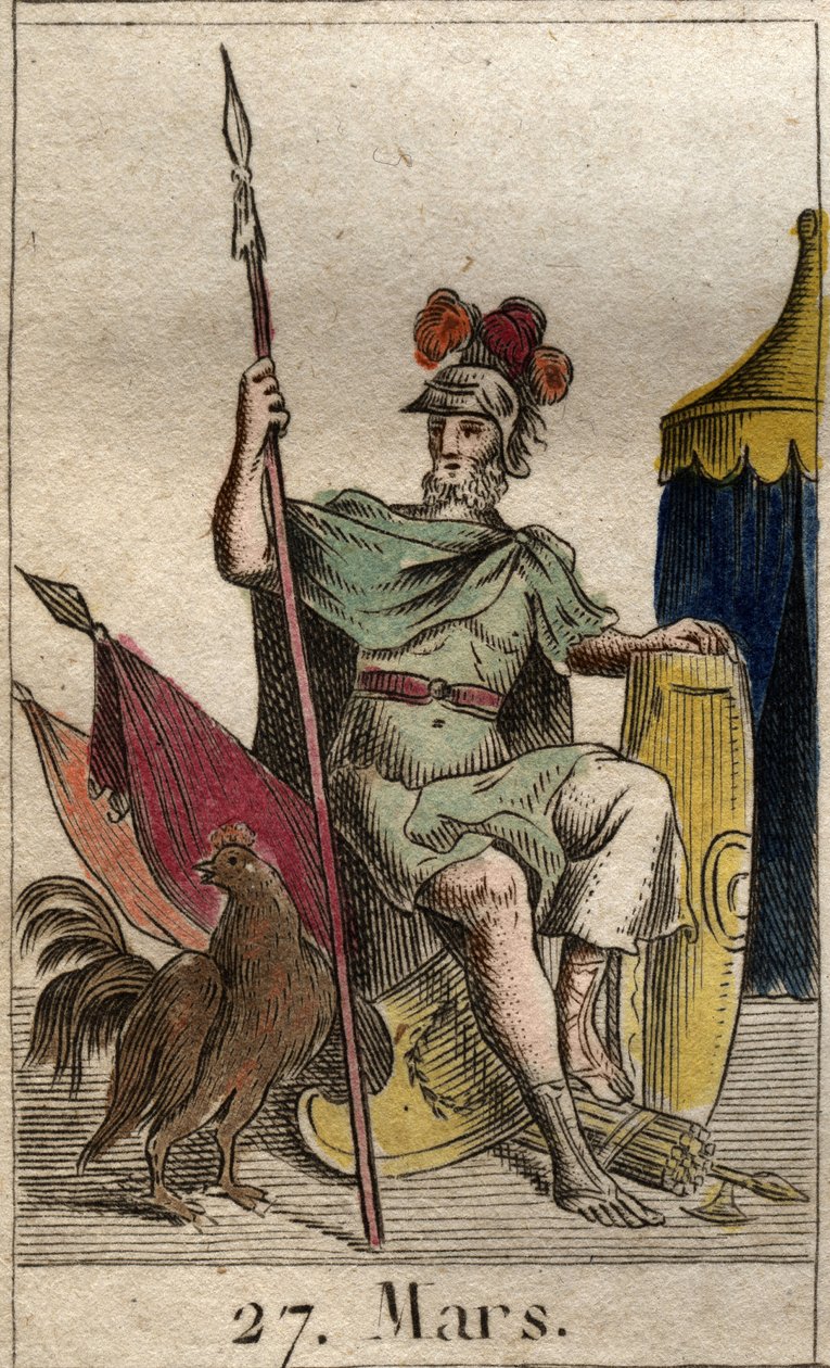 Représentation du dieu de la guerre Mars, armé, près d