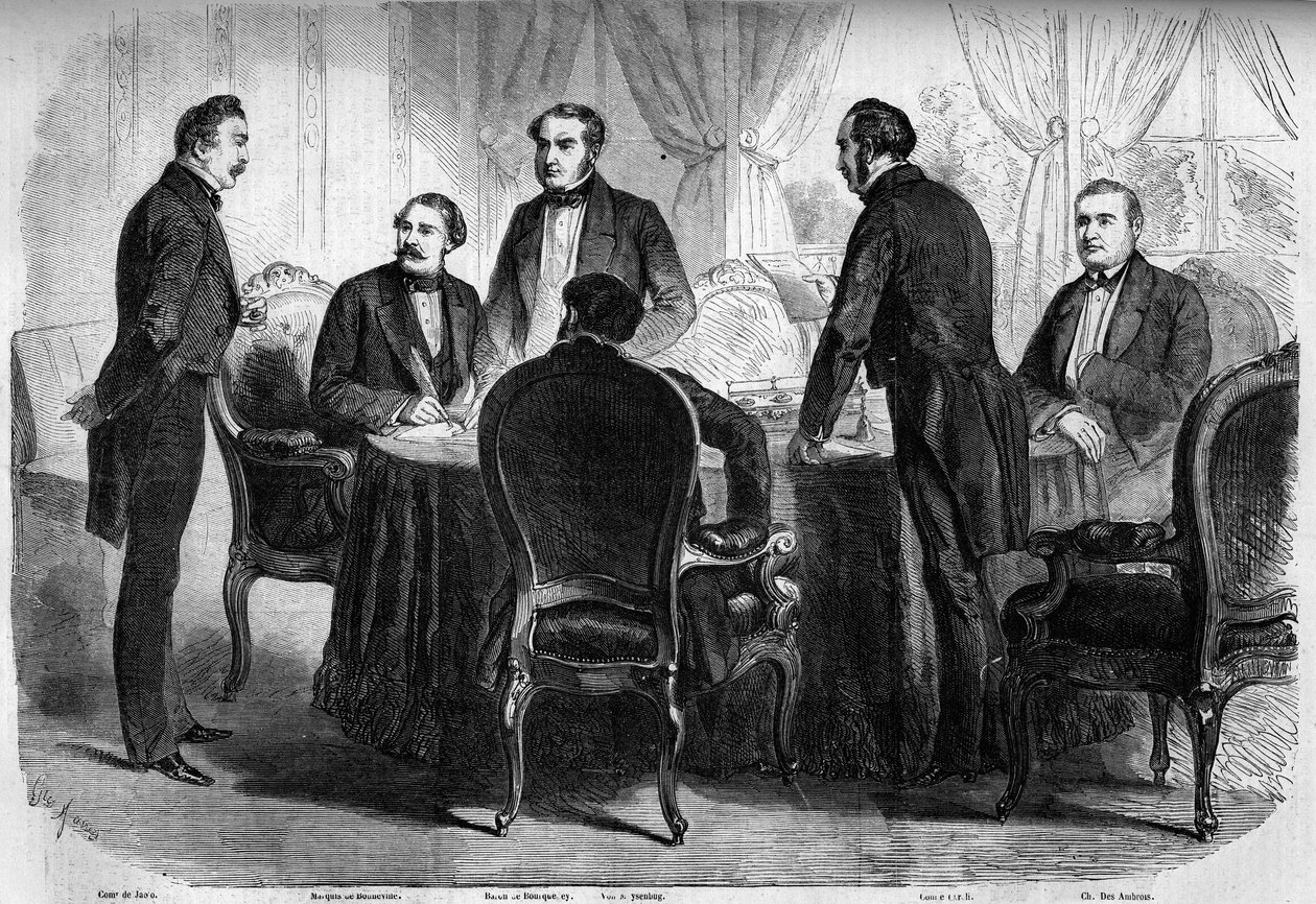Risorgimento - Traité de Zurich - 10 novembre 1859 : signature du Traité de Zurich par les plénipotentiaires de France, d