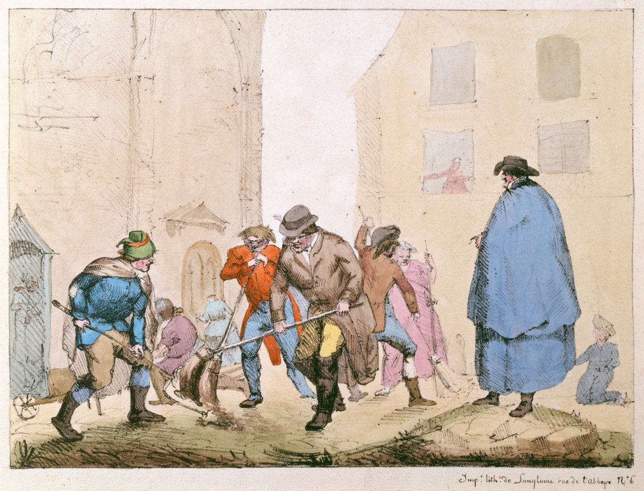 Balayeurs de rue à Paris, vers 1820 - French School
