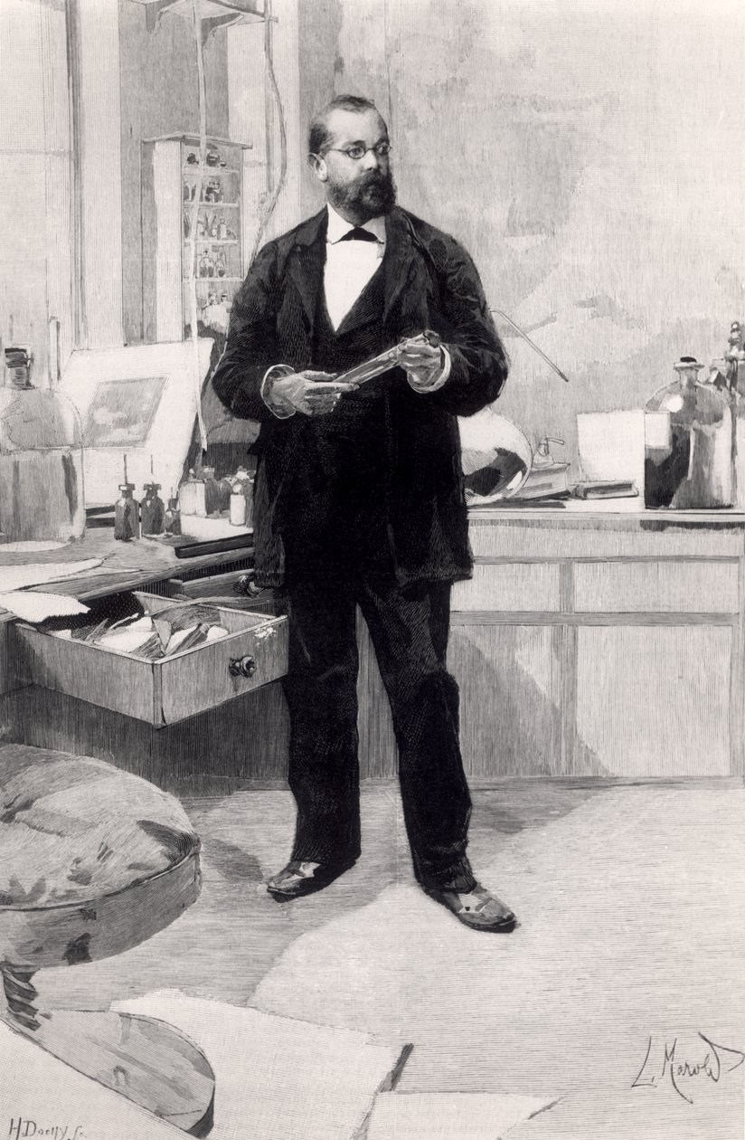Robert Koch (1843-1910) dans son laboratoire, de Le Monde Illustré, 29 novembre 1890 - French School