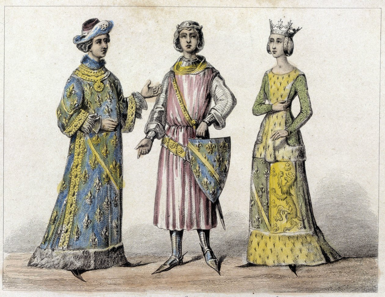 Robert de France et Béatrice de Bourgogne, sa femme, roi de France - French School