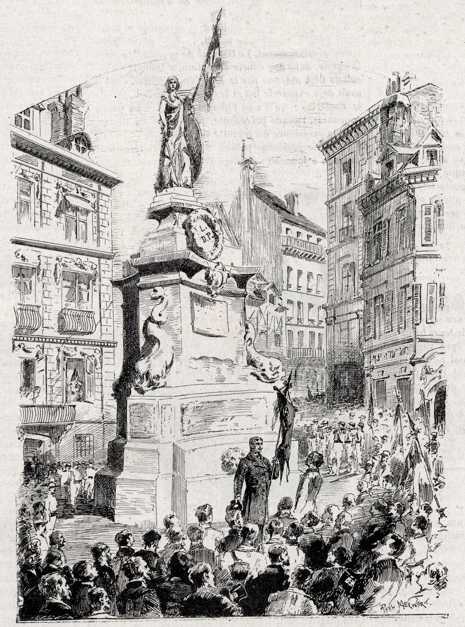Rouen : membres de la Ligue des Patriotes devant la statue de Jeanne d