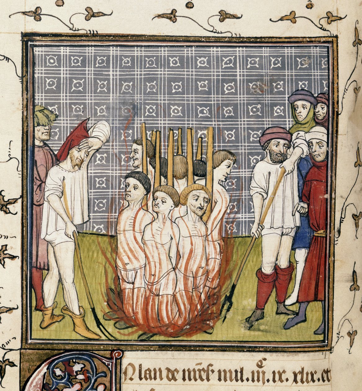 Royal 20 C. VII, f.44v Incendie des Templiers, illustration des 