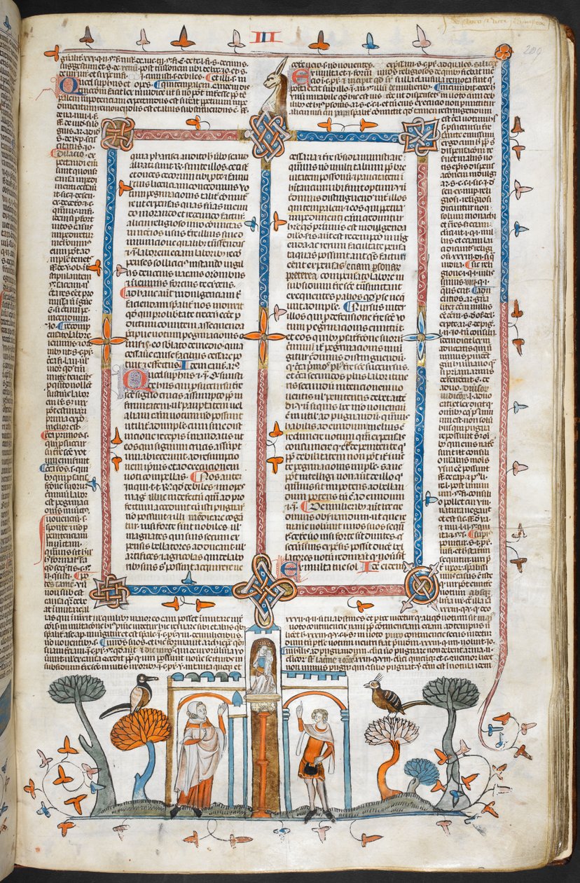 Royal MS 10 E IV, f.209r, Le Peintre et le Diable, des Décrétales de Grégoire IX avec gloss de Bernard de Parme (les 