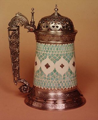 Chope Rudolfi avec corps en ivoire incrusté de turquoises, monté en argent et serti de rubis, Paris, vers 1855 - French School