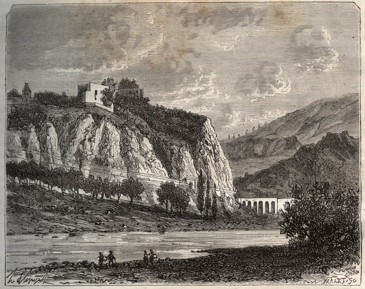 Saint-Paul-en-Cornillon - Loire, en région Rhône-Alpes - gravure dans « La France illustrée : géographie, histoire, administration statistique » par V.-A. Malte-Brun. 1884 - French School
