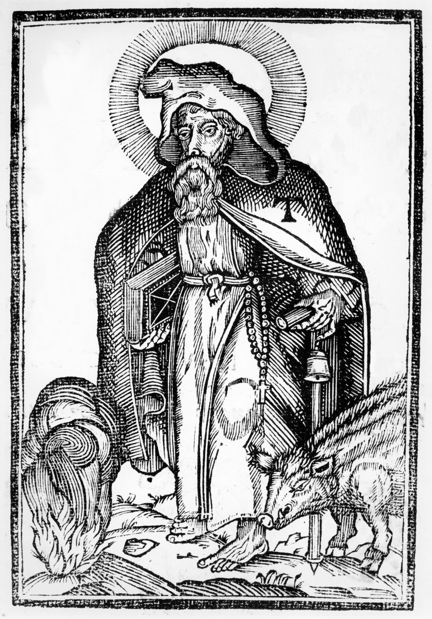 Saint Antoine le Grand, frontispice de In Symbolicam S.Antonii Magni Imaginem Commentatio par Théophile Raynaud, publié en 1659 - French School