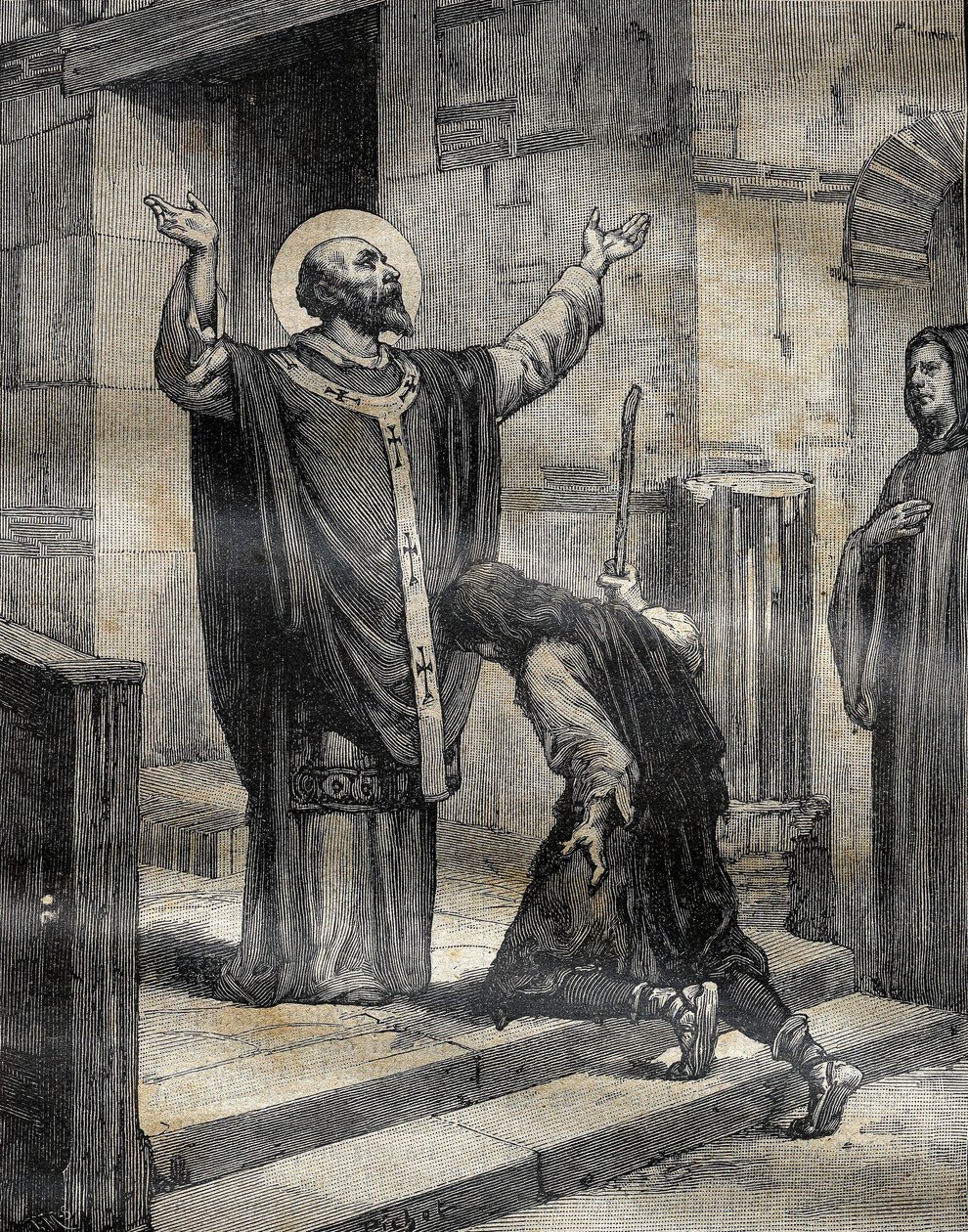 Saint Aubert évêque de Cambrai et Arras (633-667?), accueillit son disciple et filleul prodigue, Landelin (613-) fils du seigneur de Vaulx et lui pardonna ses trois années d
