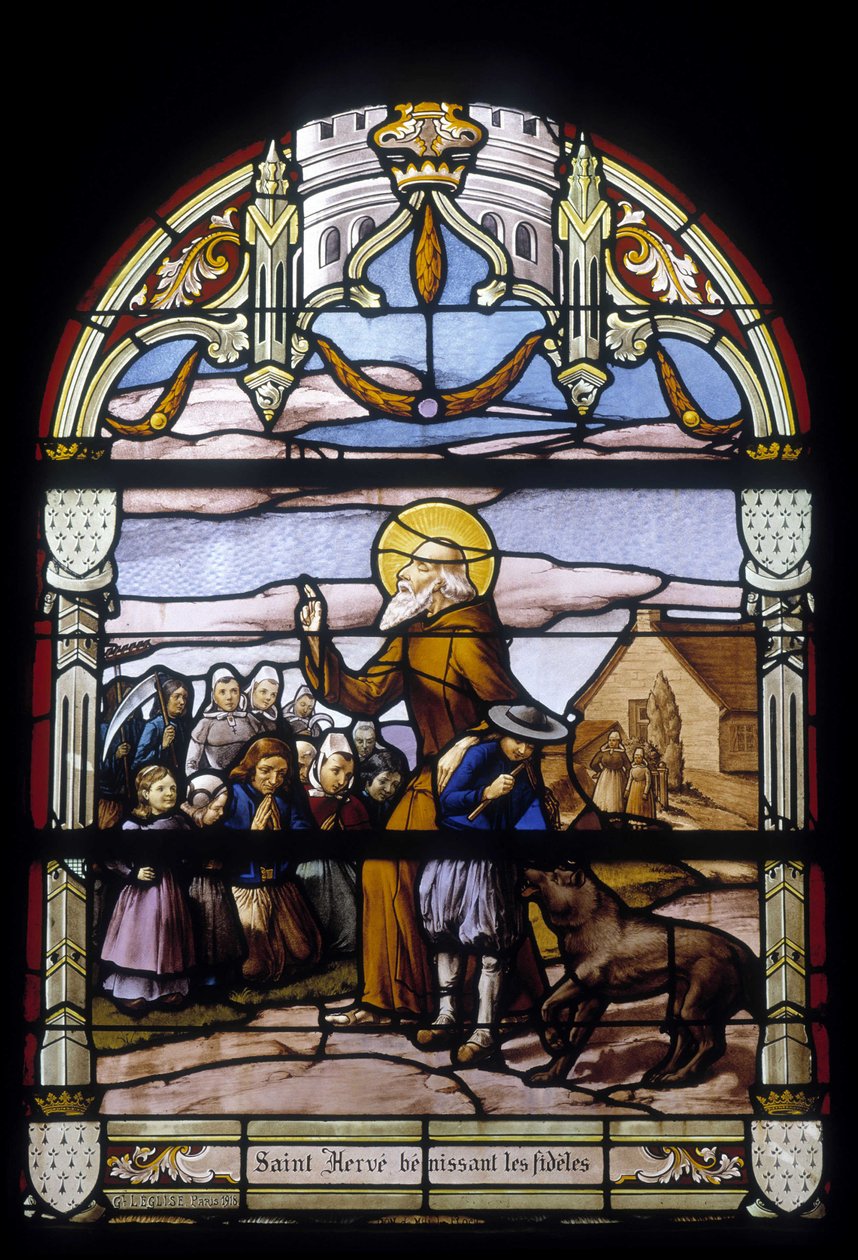 Saint Hervé bénissant les fidèles - vitraux de l