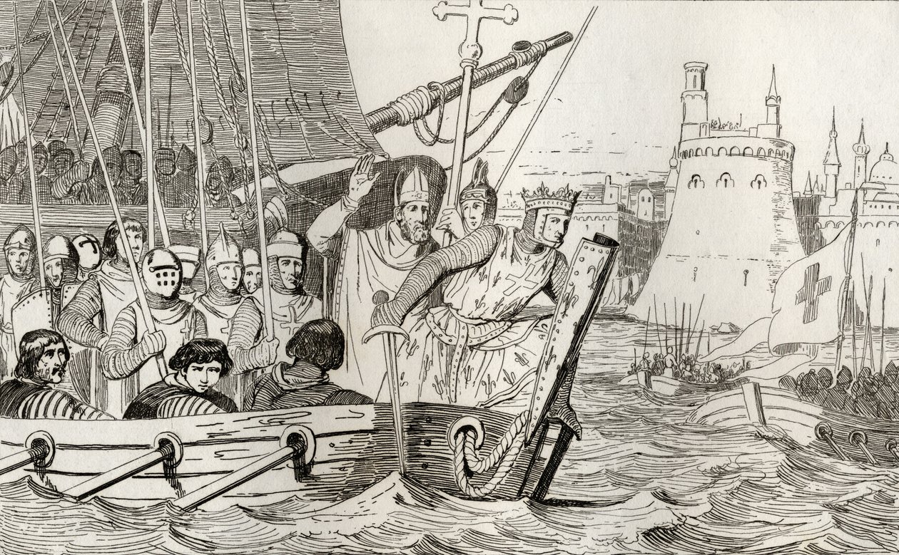 Saint Louis IX (1214-70) mène ses troupes au combat, de 