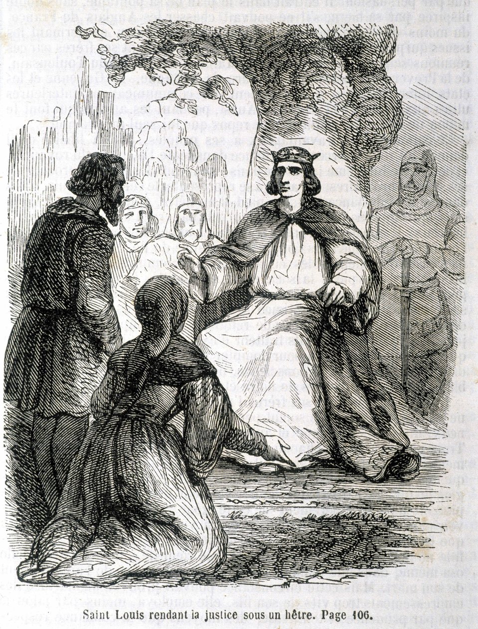Saint Louis rendant justice sous un hêtre - dans « Histoire de France » par L.-P. Anquetil - French School