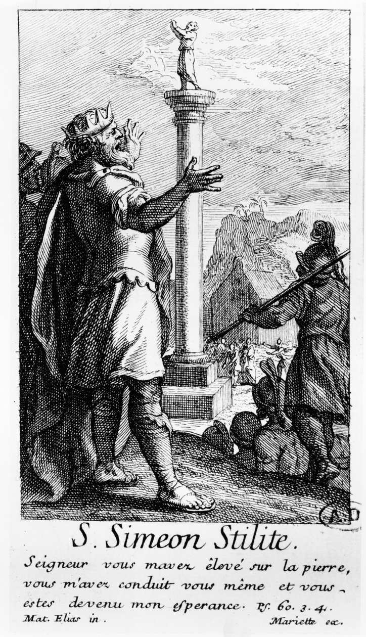 Saint Siméon le Stylite sur sa colonne - French School