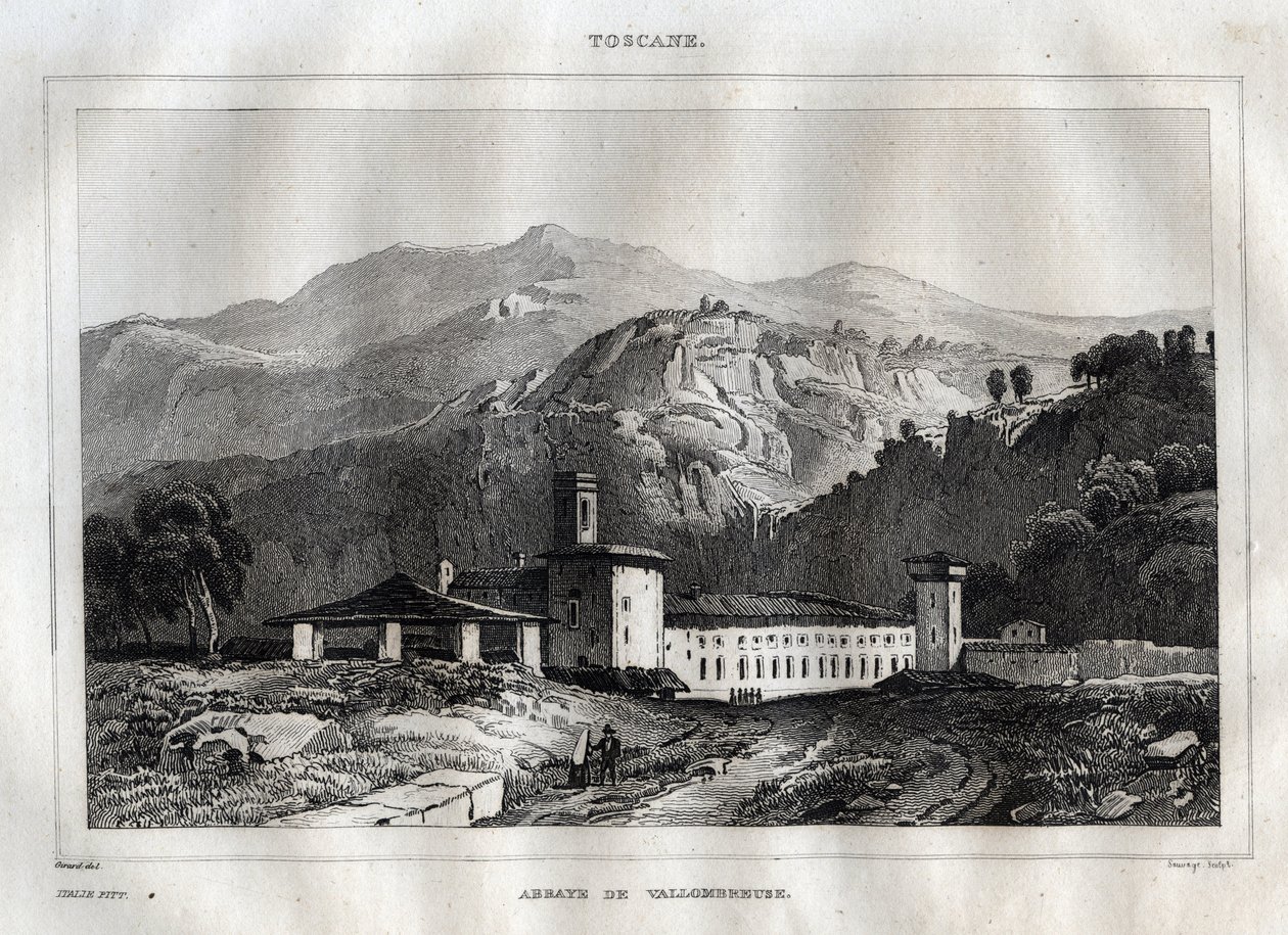 Santa Maria di Vallombrosa abbaye bénédictine située dans la commune de Reggello, en Toscane - Abbaye de Vallombrosa - Gravure de « L