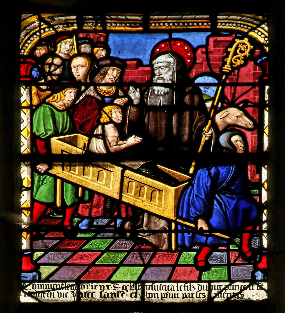 Scène de la vie de Saint Gilles : il ressuscite le fils de Clotaire - French School