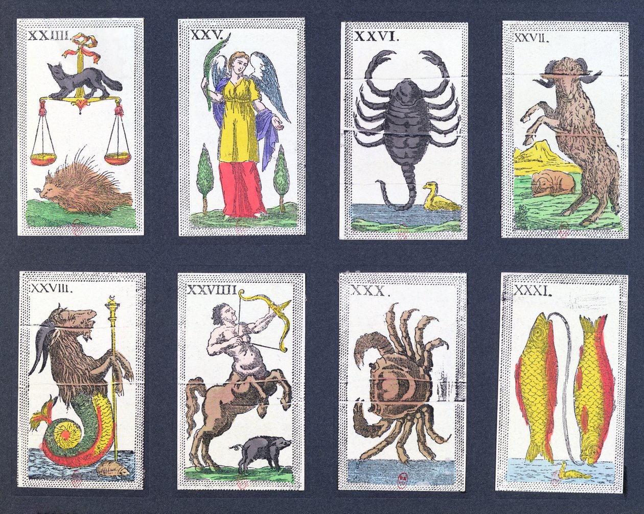 Sélection de cartes de tarot astrologiques - French School