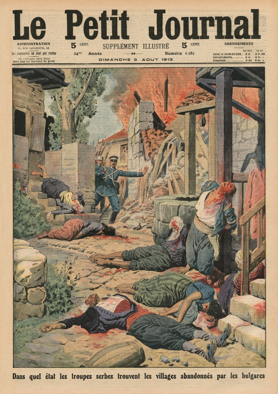 Troupes serbes arrivant dans les villages abandonnés par les Bulgares, illustration de couverture de 