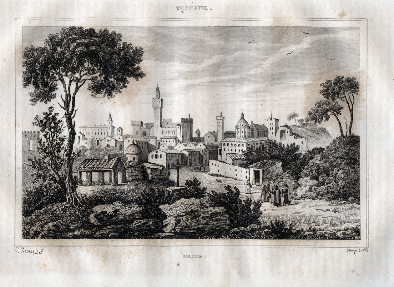 Sienne - Toscane. Gravure de "L