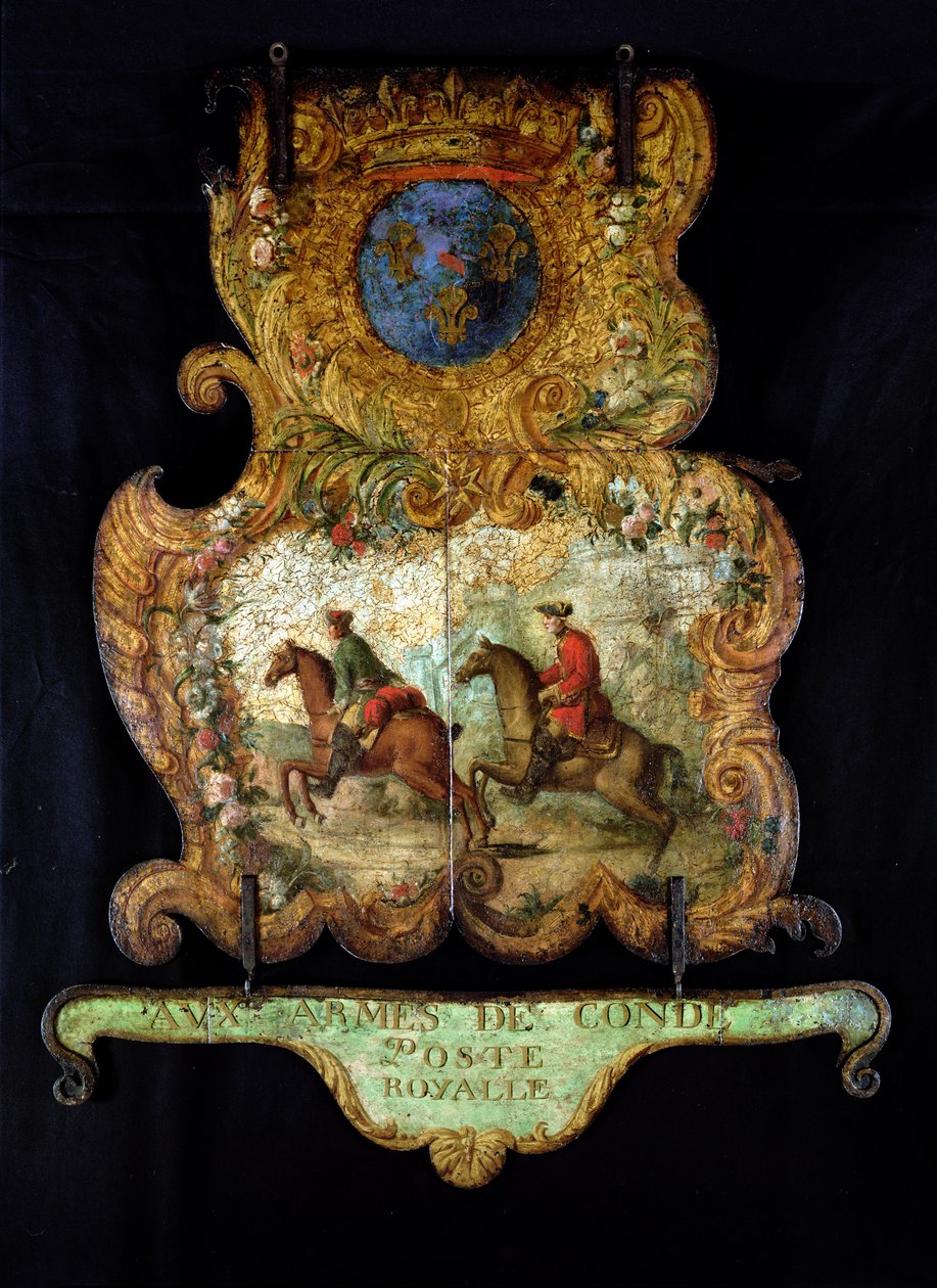 Enseigne pour le Royal Mail de Chantilly avec les armoiries de Condé - French School