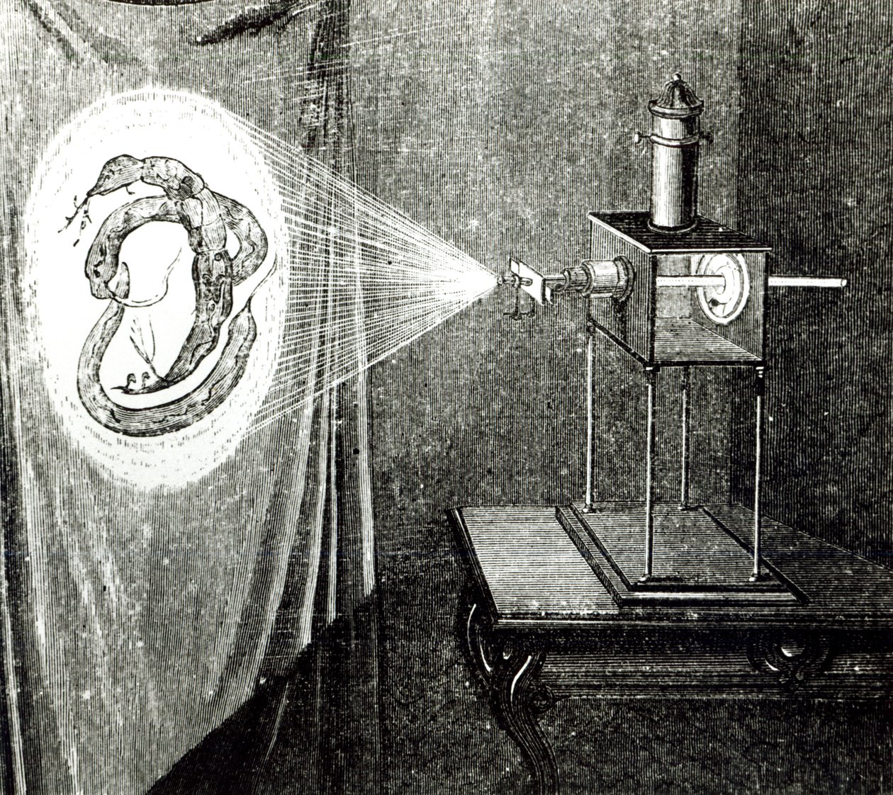 Microscope solaire, de Les Grandes Inventions Anciennes et Modernes par Louis Figuier (1819-94), Paris, 1861 - French School