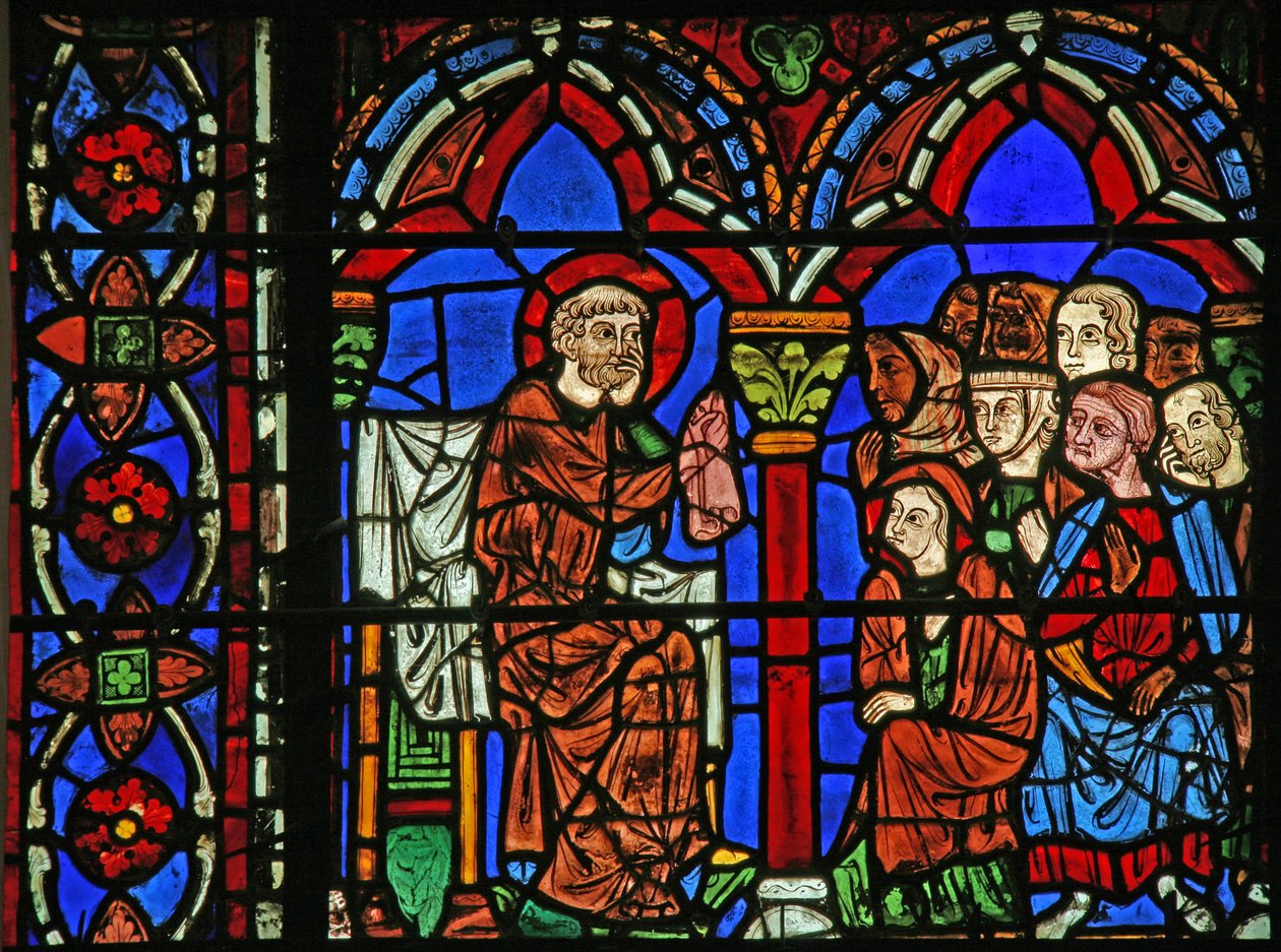 Vitrail de Saint Chéron : prêche - French School