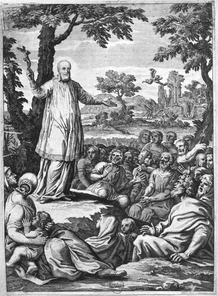 Saint François de Sales (1567-1622) prêchant aux hérétiques du Chablais - French School