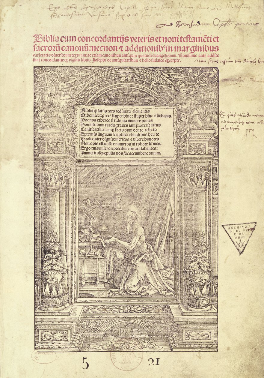 Saint Jérôme dans son studiolo, page de titre d
