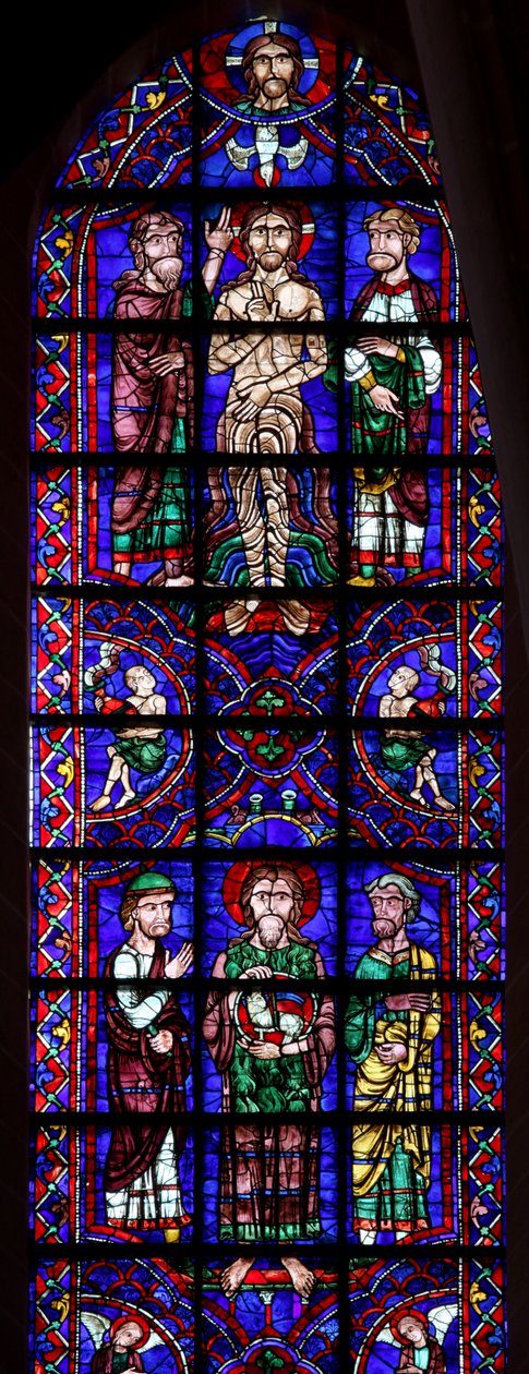 Saint Jean-Baptiste avec Agnus Dei ; le Baptême dans le Jourdain - French School