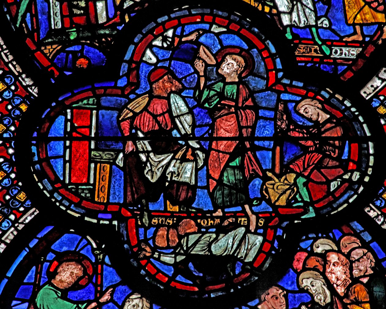 Fenêtre de Saint Jean : il boit le calice empoisonné - French School