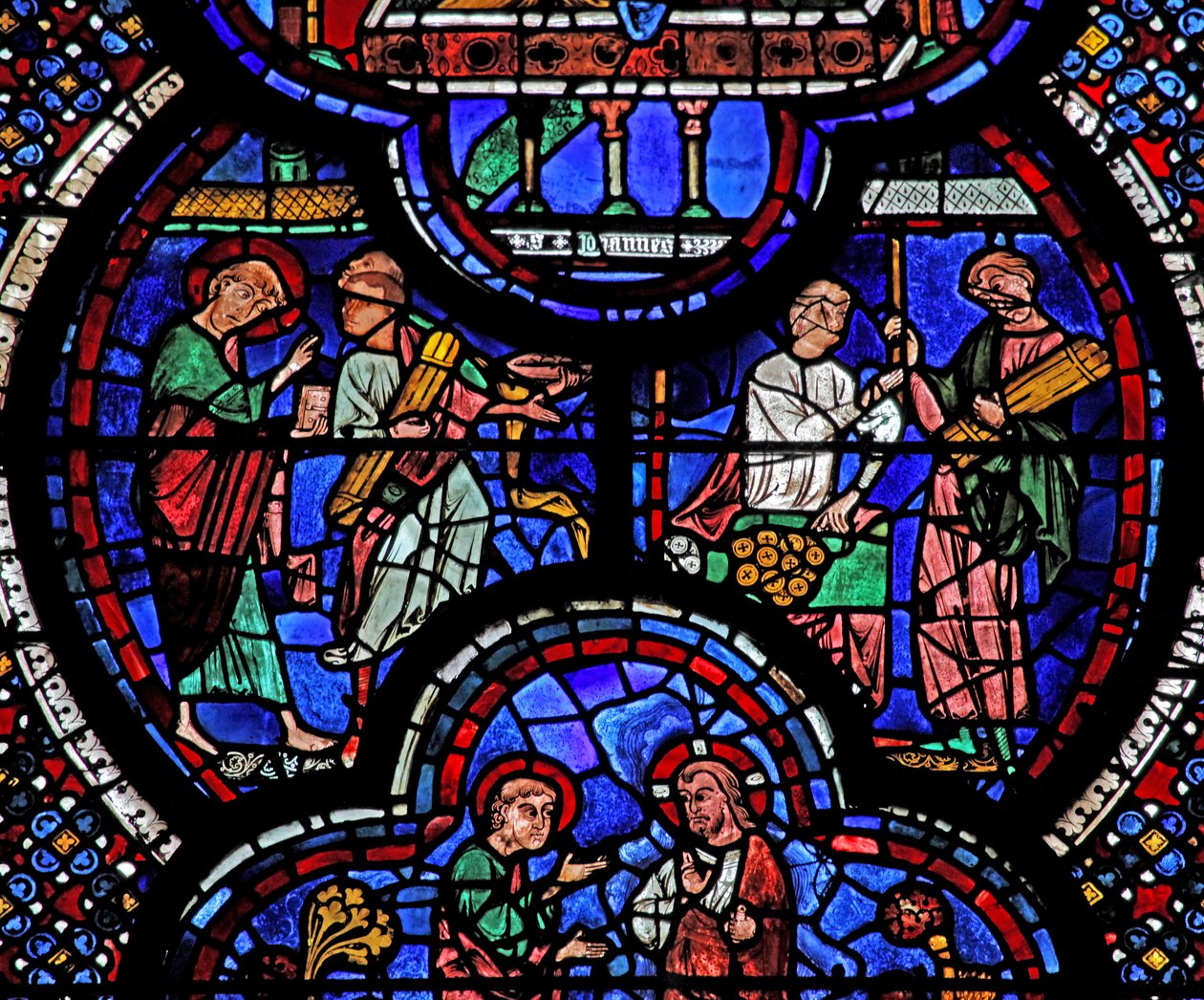 Fenêtre de Saint Jean : le miracle de changer des bâtons en or - French School
