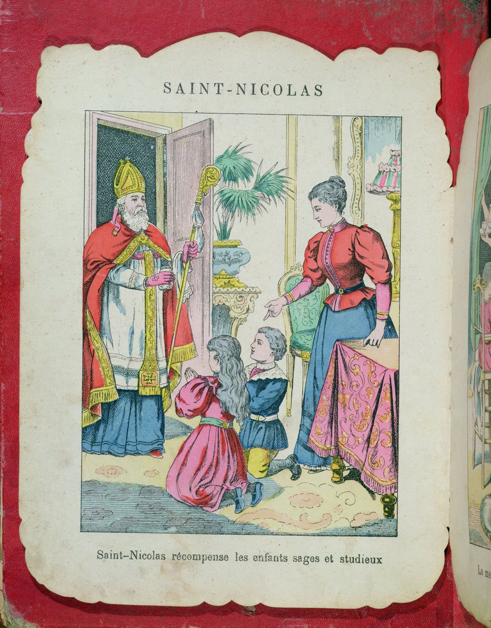 Saint Nicolas visitant les enfants sages et diligents, vers 1880 - French School