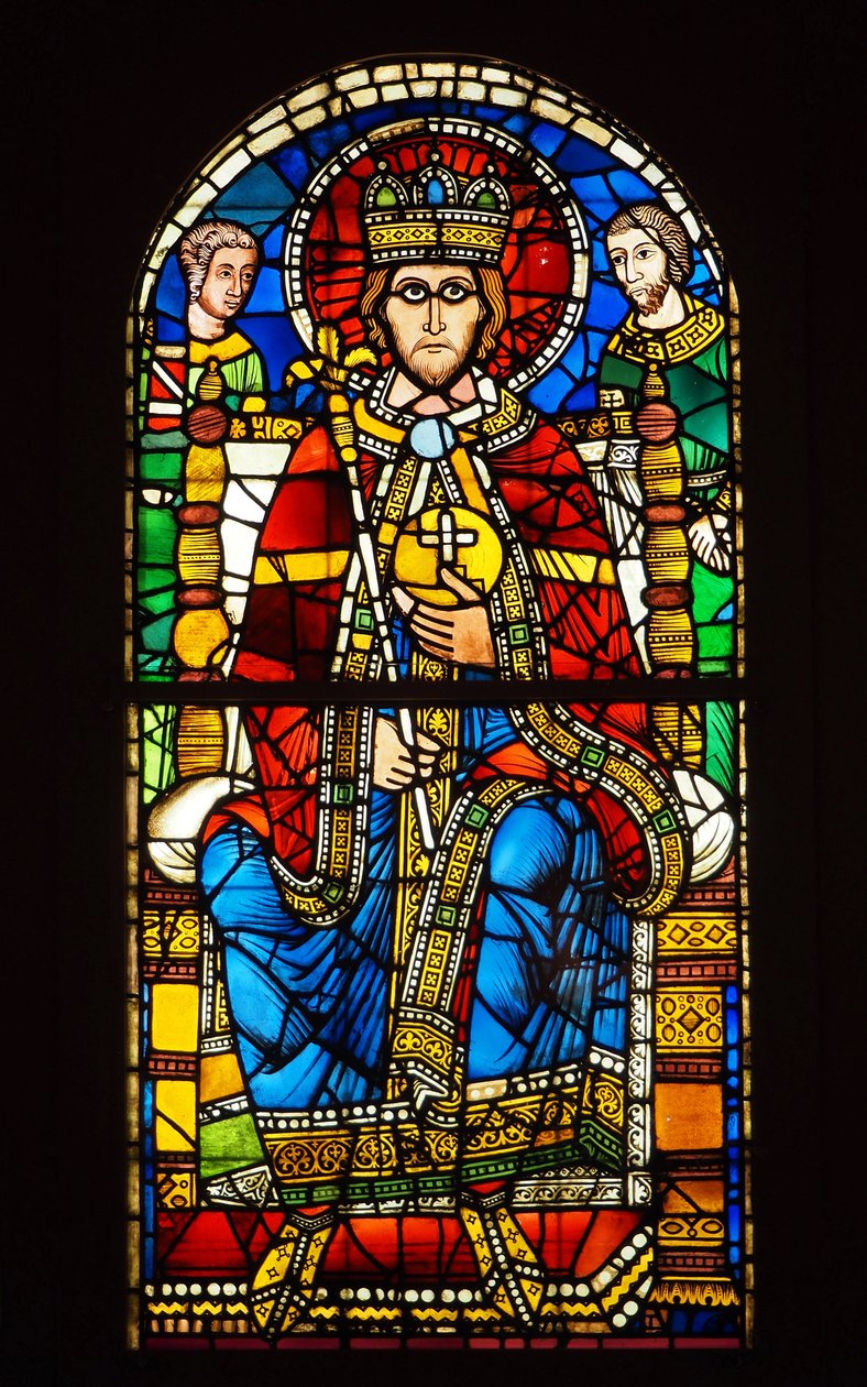 Vitrail. Empereur en majesté, fin XIIe siècle - French School