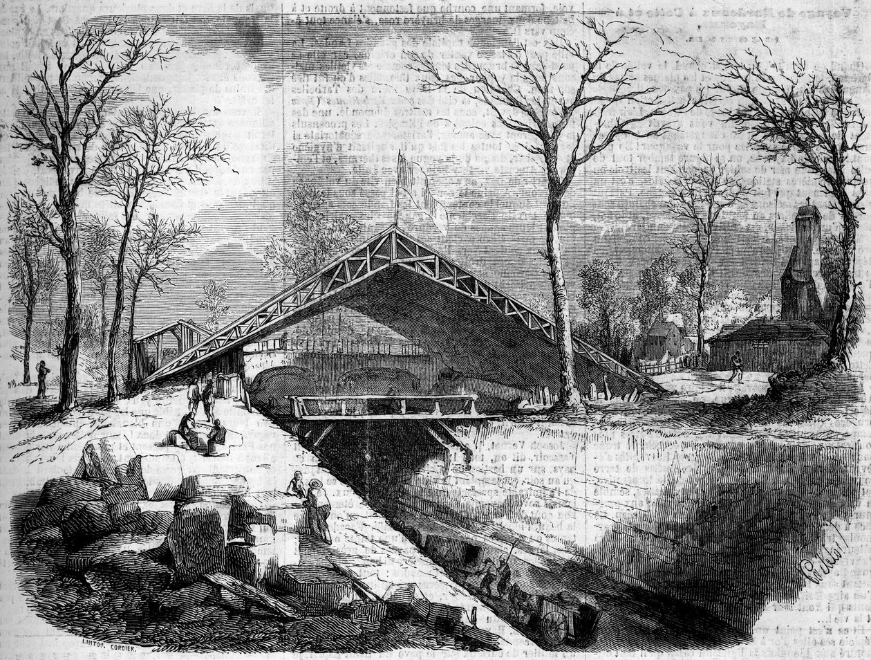 État des travaux de la glacière du Bois de Boulogne, Paris - French School