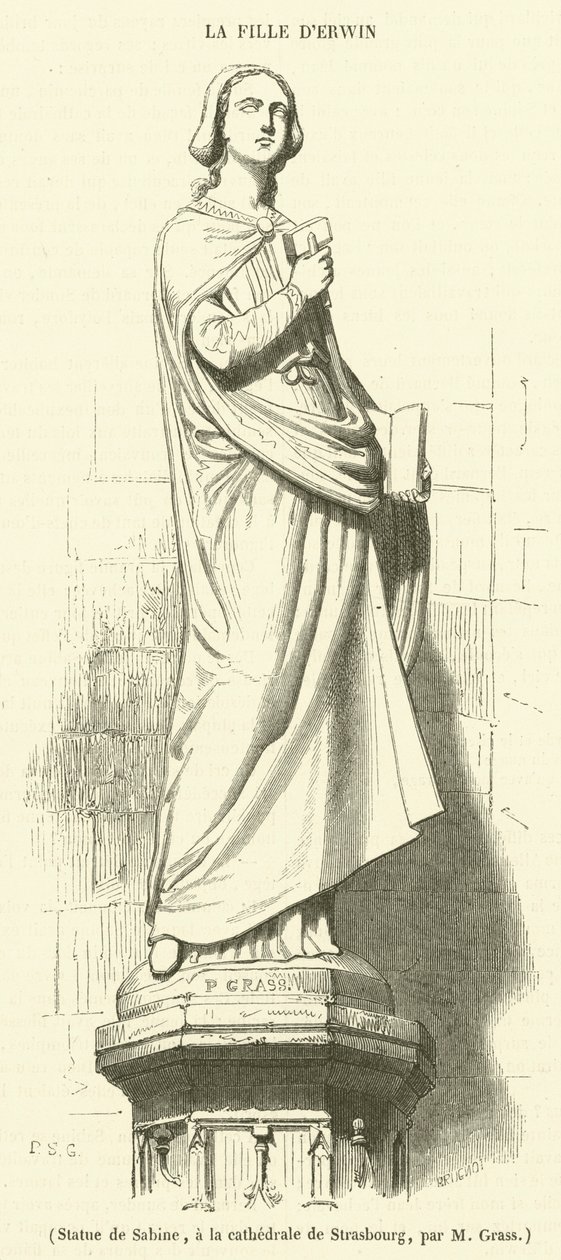 Statue de Sabine, a la cathedrale de Strasbourg (engraving) - French School
