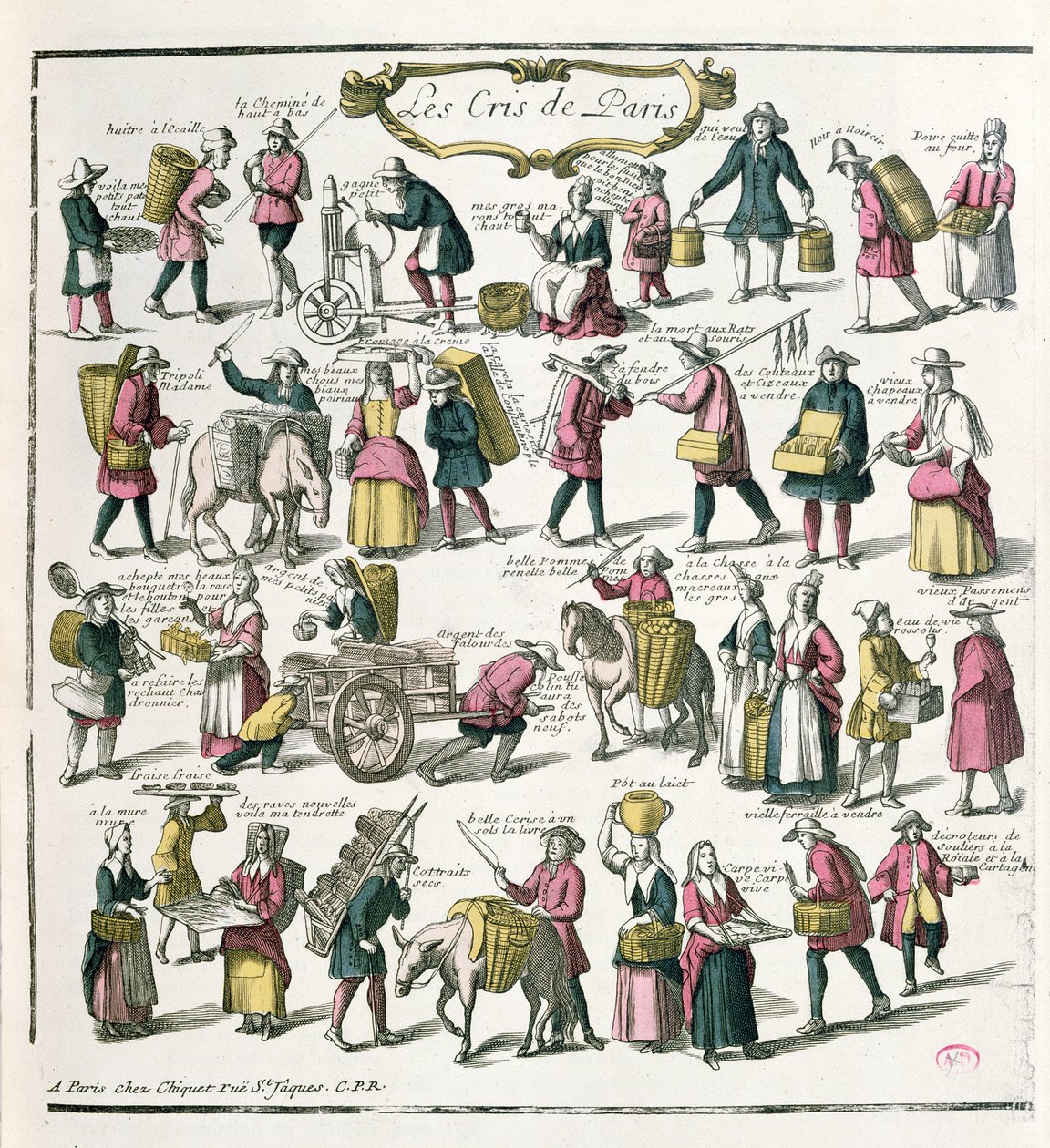 Vendeurs de rue à Paris, fin XVIIe siècle - French School