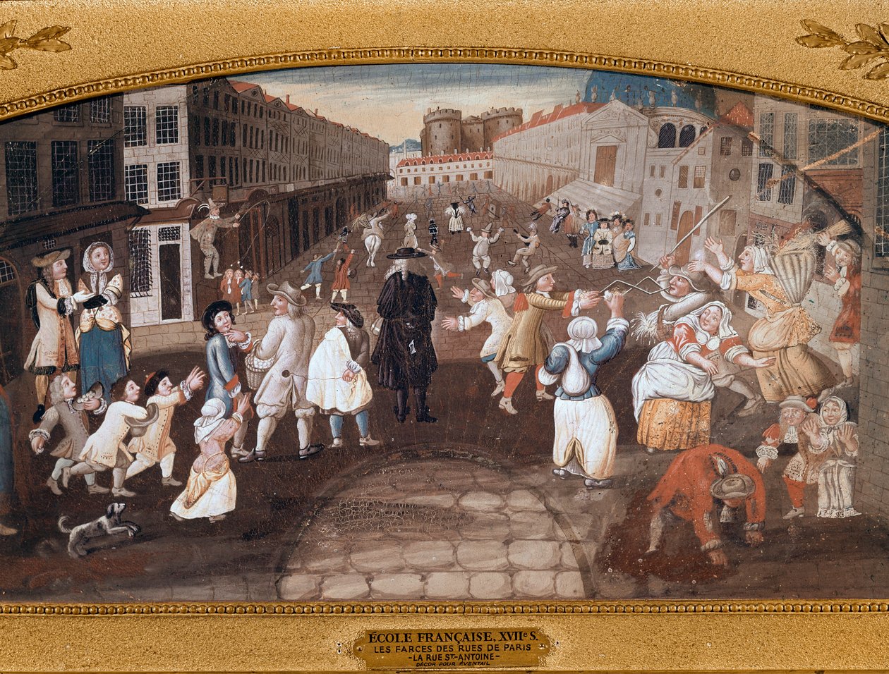Artistes de rue dans la rue Saint-Antoine, Paris - French School