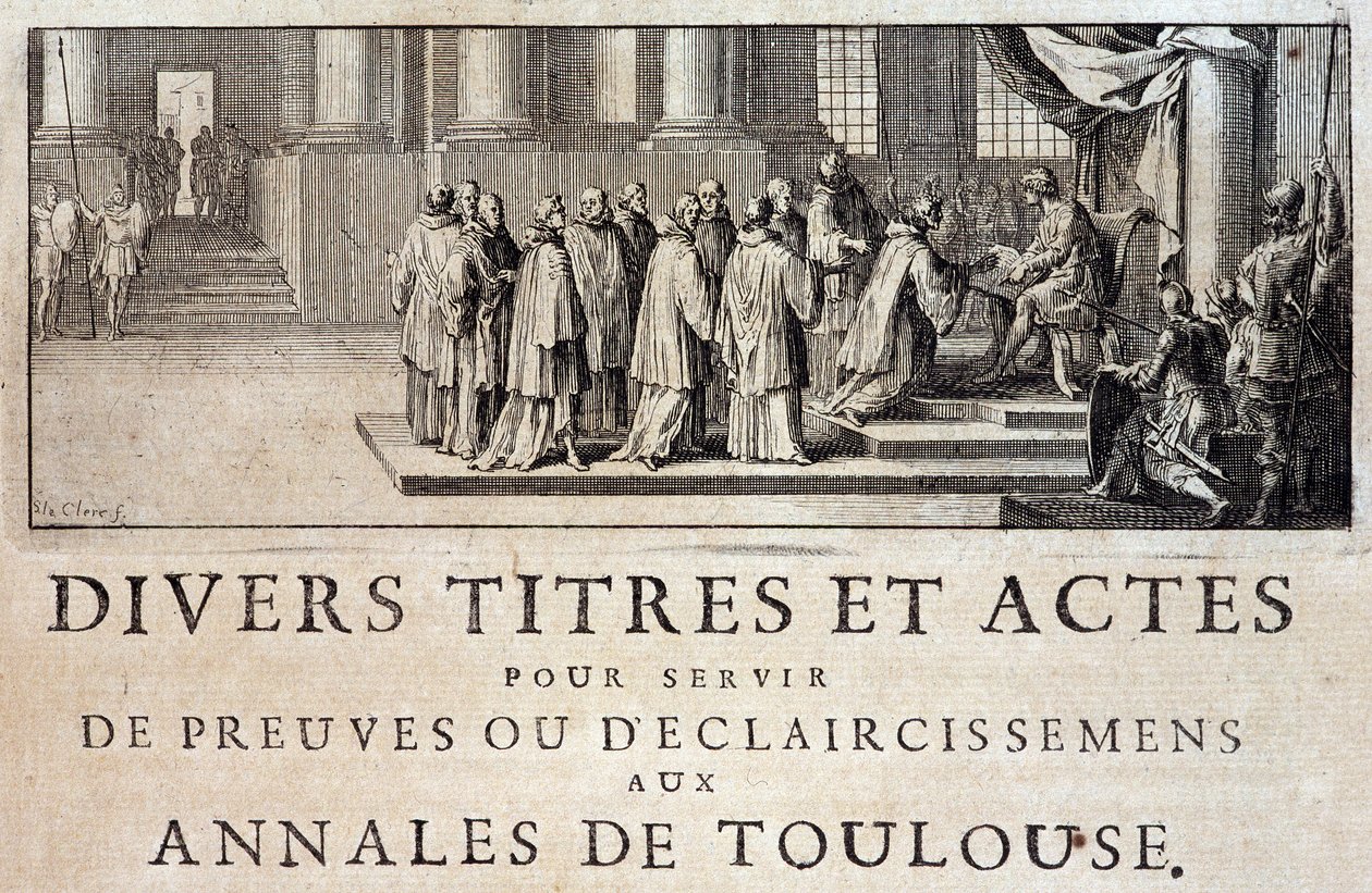 Prise de possession de la ville et du comté de Toulouse par les émissaires du roi Philippe III en 1271 dans « Annales de la ville de Toulouse » par Germain de Lafaille, Toulouse - French School