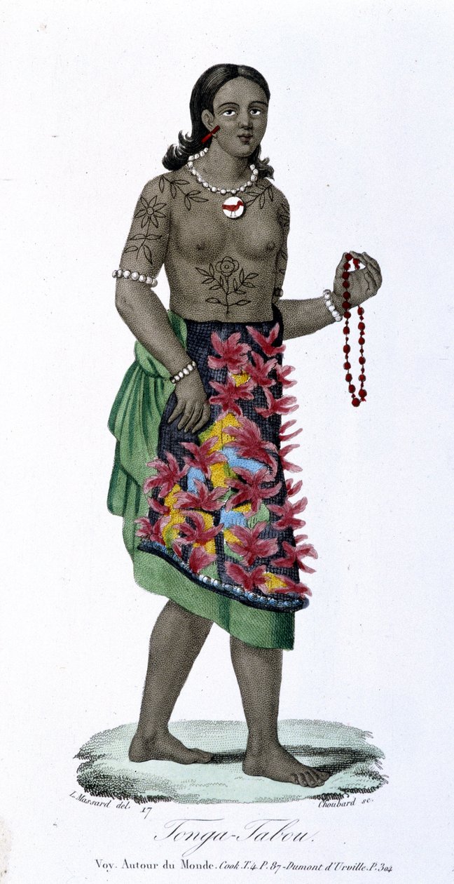 Femme tatouée de Tonga-Tabou - dans « Bibliothèque universelle des voyages » par Albert Montémont, éd. Armand Aubrée, vol.17 - French School