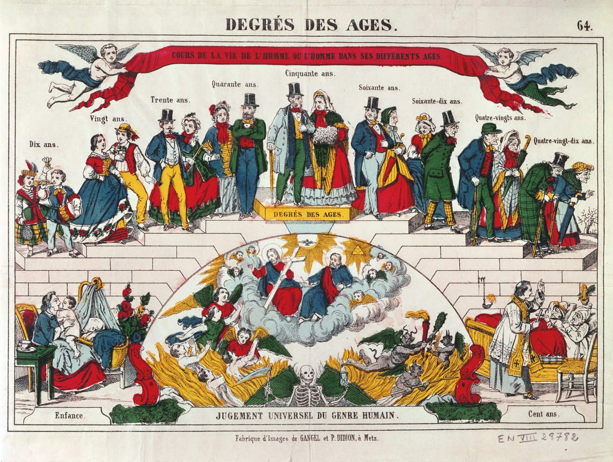 Les Âges des Hommes et des Femmes, Imagerie Gangel, Metz, milieu du 19ème siècle - French School