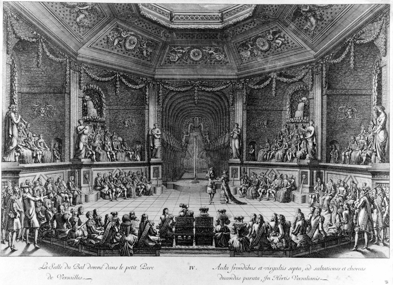 Le Bal donné dans le petit Parc de Versailles, gravure de 1678 - French School