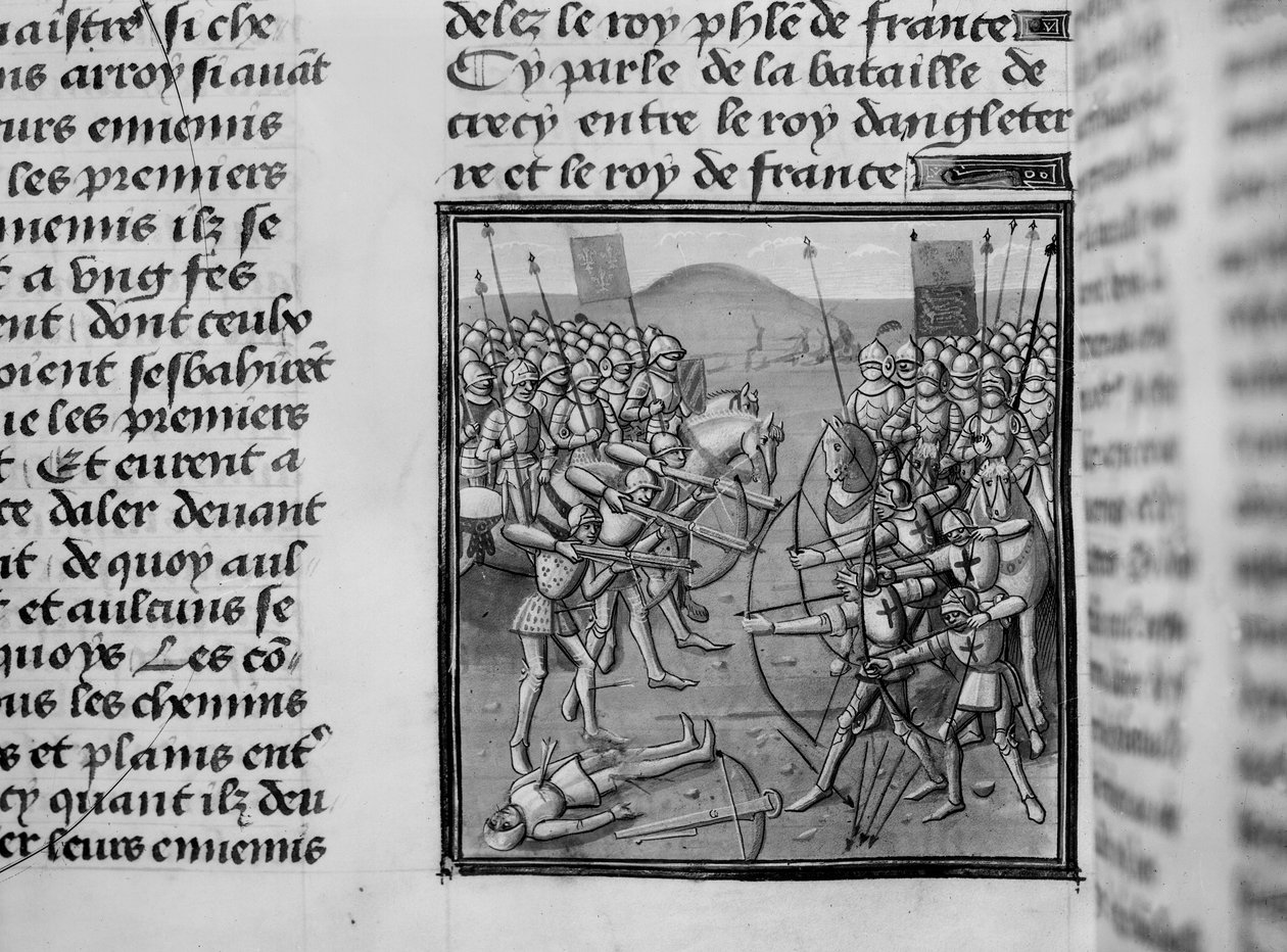 La bataille de Crécy en 1346 de Chroniques de Froissart - French School