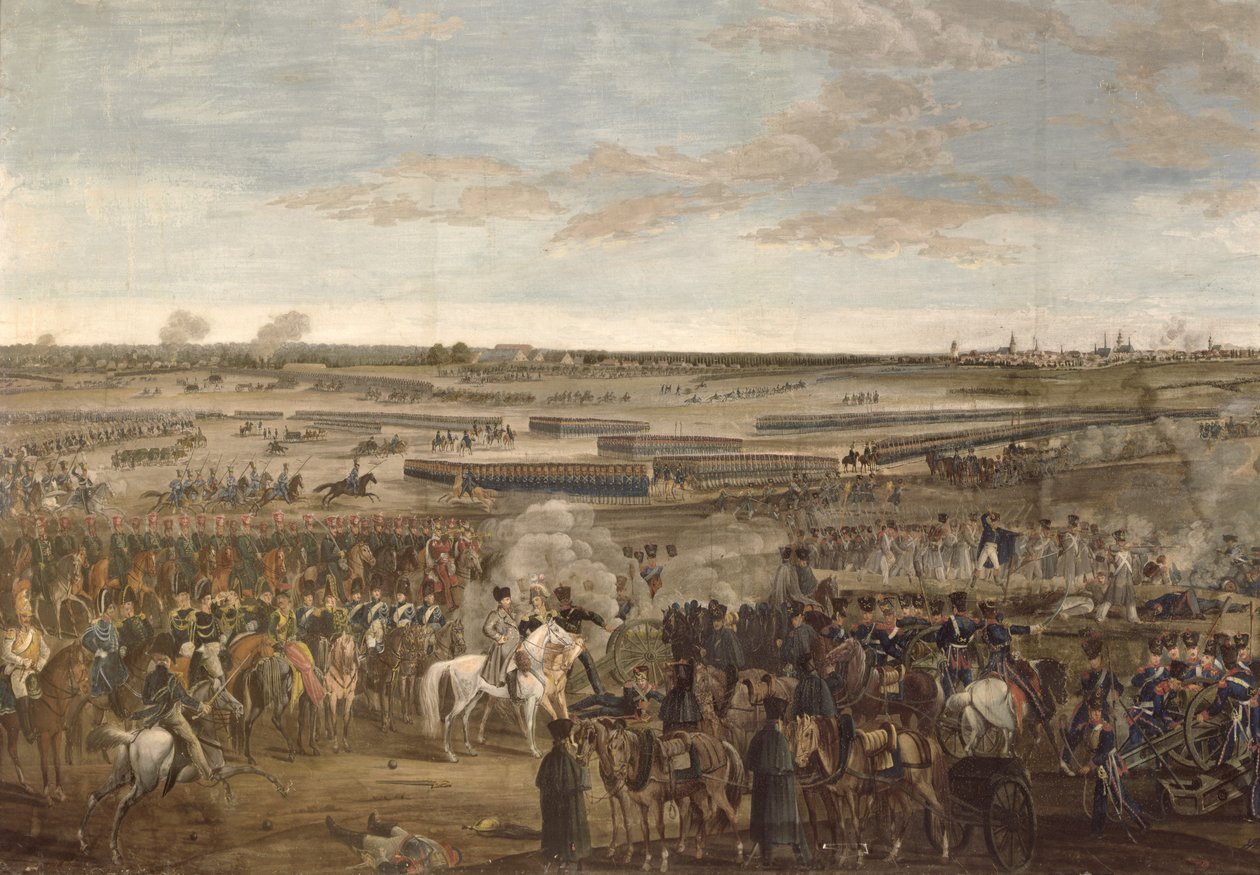 La bataille de Leipzig, détail de Napoléon au premier plan, 18 octobre 1813 (détail) - French School