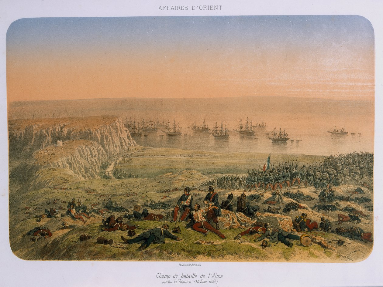 Le champ de bataille à Alma après la victoire, 20 septembre 1854 - French School