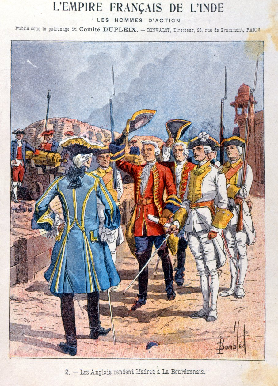 Les Britanniques rendent Madras au commandant français Mahé de la Bourdonnais le 21 septembre 1746, couverture de cahier d