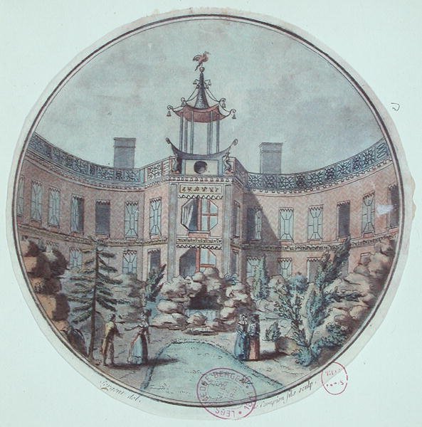 Les Bains Chinois à Paris, établis par Lenoir (gravure en couleur) - French School
