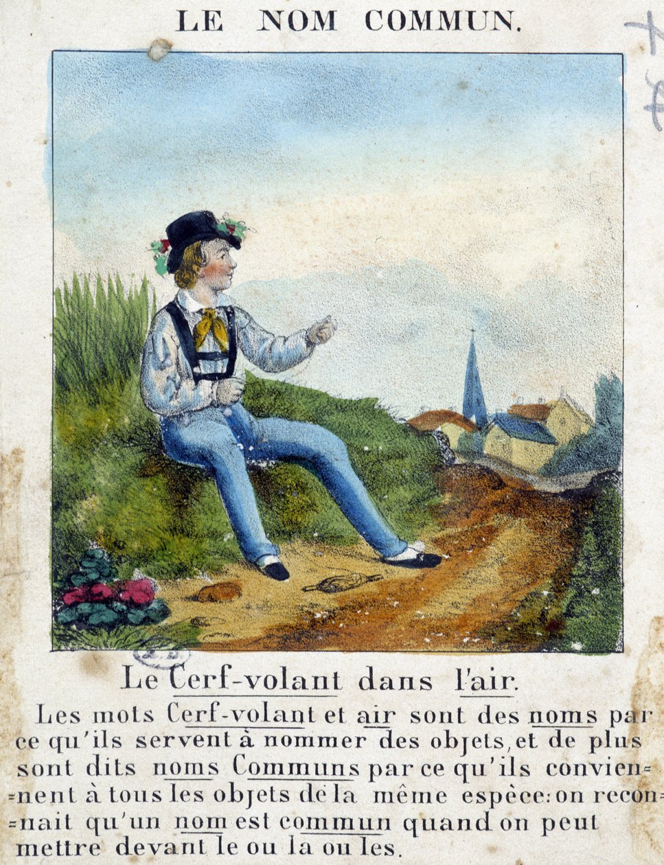 Le nom commun (Enfant tenant un cerf-volant) - dans "Grammaire en images" - French School