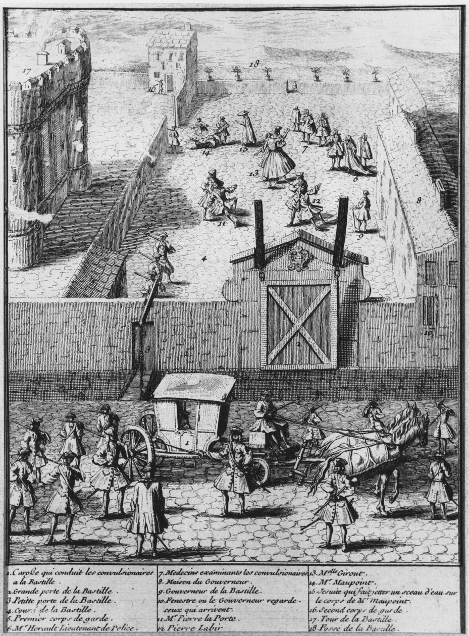 Les Convulsionnaires de Saint-Médard emmenés à la prison de la Bastille, vers 1730 - French School